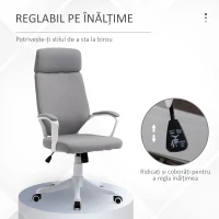 Vinsetto Scaun de Birou Pivotant Inaltime Reglabila Tetiera si Balansoar Gri(m-4)