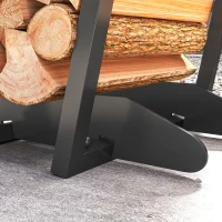 Outsunny Range-bûches porte bûche en acier avec 2 crochets et étagère inférieure pour intérieur et extérieur 45 x 32 x 58 cm noir(m-9)