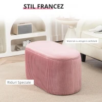 Homcom Puf Roz din Catifea, Cu Capac & Spatiu Depozitare(m-6)