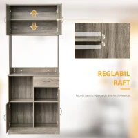 HOMCOM Bufet Modern pentru Bucatarie sau Sala de Pranz, 71x41x178cm, Gri(m-4)