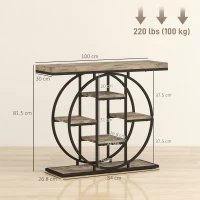 HOMCOM Industrial Console Table with Storage Shelves - Rustic Brown(m-3)