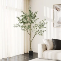 HOMCOM Măslin artificial, plantă artificială, măslin realist în ghiveci, 180 cm, plastic, verde(m-3)