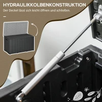 Outsunny Tuinbox 366 L kunststof dubbelwandig waterdicht kussenbox met wielen en handgrepen houtlook(m-5)
