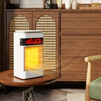 HOMCOM Ceramic Electric Heater, 1500W Fan Space Heater with 3 Modes, 24H Timer, Flame Effect, Oscillation for Bedroom, White(m-2)