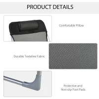 Outsunny Șezlong Pliabil cu Spătar Reglabil pe 5 Nivele și Pernă, Șezlong de Grădină cu Material Respirabil Textilen, pentru Plajă, Piscină, Grădină, 182x56x28 cm, Negru(m-5)