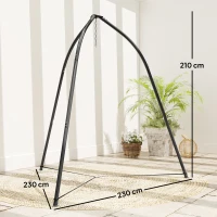 Outsunny Support pour Chaise Suspendue Triangulaire avec Chaîne Réglable Base Stable pour Terrasse Jardin Charge 150 kg Noir(m-3)