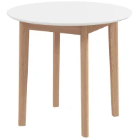 HOMCOM Masă de dining Masă de bucătărie Masă rotundă, design scandinav, 75 cm x 75 cm x 76 cm, Alb + natural(m-5)