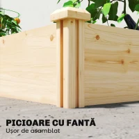 Outsunny Grădină Ridicată de Exterior cu Separator Central și Bază Deschisă, Jardinieră din Lemn de Brad, pentru Flori, Legume, Balcon sau Grădină, 235x121x26 cm, Culoare Lemn(m-8)