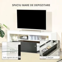 HOMCOM Suport tv cu lumini led multicolore și telecomandă pentru televizoare până la 55", Alb(m-7)