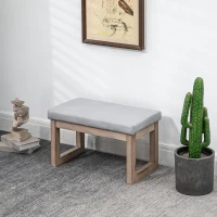 HOMCOM Bancă pentru picioare în design scandinav, taburet, suport pentru picioare, 68 cm x 38 cm x 42 cm, Gri + Natural(m-2)