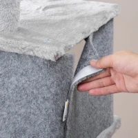 PawHut Copac de zgâriat, două căsuțe, două platforme, bilă de joacă, coș pentru odihnă, protecție anti-răsturnare, sisal, gri, 60 x 40 x 142 cm(m-4)