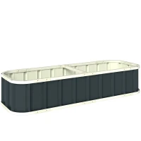 Outsunny Jardineira Elevada em Aço Galvanizado Canteiro de Jardim com Luvas e Bordas Dobradas 165x52x31 cm Cinza Escuro(m-1)
