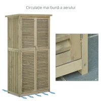 Outsunny Casuta Lemn Brad – 4 Compartimente, Depozit Gradina(m-4)