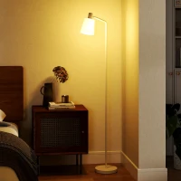 HOMCOM Candeeiro de Pé LED Regulável com Ecrã Giratório 350° 3 Temperaturas de Cor 3000K/4000K/6500K 45x21x148 cm Branco(m-2)