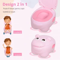 Homcom Olita Copii Hipopotam Roz – Antialunecare, de la 6 Luni(m-4)