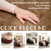 5-Foot Bean Bag Sofa Chair with Eco-Friendly Bead Filling, Foldable Portable Lounge Chair Perfect for Bedroom, 120L x 120W x 60H cm, Coffee(m-6)