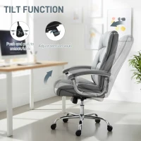 HOMCOM Big and Tall Office Chair 180kg with Spring Cushion, PU Leather - Grey(m-7)