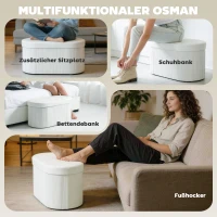 HOMCOM Sitzbank mit Stauraum Klappbar Polsterbank mit Samt-Optik für Wohnzimmer 76 x 38 x 35 cm Creme(m-7)