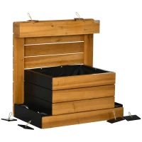 Outsunny Pat ridicat cu 4 cutii de plantare, sistem de auto-udare, căptușeală din material nețesut, rezistent la intemperii, 79,5 cm x 49,5 cm x 80 cm(m-1)