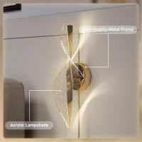 HOMCOM Led Wall Lamp 2 Pack, 13W Modern Indoor Spiral Wall Light, Colour Temperature Adjustable 3000K/4000K/6500K, for Bedroom, Living Room, Hallway, Stairs, Gold Tone(m-7)