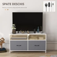 HOMCOM Suport Dulap TV pentru Televizoare de pana la 45”, Centru de Divertisment cu Sertare Pliabile si Rafturi de Depozitare pentru Camera de Zi, Dormitor(m-6)