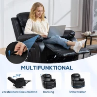 HOMCOM Massagesessel mit 8 Vibrationsköpfen, Relaxsessel, verstellbare Rückenlehne + Fußstütze, Schwarz(m-5)