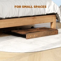 HOMCOM Folding Small Desk on Wheels - Rustic Brown(m-4)