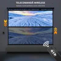 HOMCOM Ecran de Proiecție 120 Inch Format 4:3 Reglabil cu Telecomandă, Ecran de Proiecție Compact, 244x183 cm, Negru(m-4)