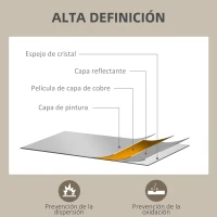 HOMCOM Espejo de Baño 70x90 cm Espejo de Pared Decorativo para Salón Entrada Pasillo Horizontal o Vertical Natural(m-6)