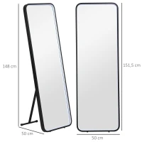 HOMCOM Oglindă corp întreg cu lumină LED Oglindă de podea 151,5x50 cm Independentă sau pentru perete cu lumină reglabilă în 3 culori(m-3)