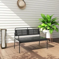 Outsunny -locuri bancă de grădină, rezistentă la intemperii bancă, rezistentă la apă mobilier de grădină cu spătar & Armlehnen 121 x 64 x 84cm, Negru(m-5)