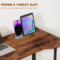 HOMCOM Folding Small Desk on Wheels - Rustic Brown(m-6)