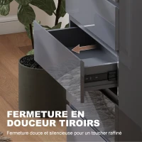 HOMCOM Commode 5 tiroirs, meuble de rangement à haute brillance, fermeture douce et silencieuse, 53 x 34 x 100 cm, gris(m-7)
