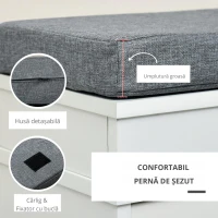 Homcom Bancheta Pantofar Lemn – Cu Sertare, Perna & Raft 8 Perechi(m-6)