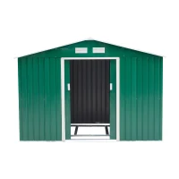 Outsunny Căsuță pentru unelte de grădină din metal, Magazie depozitare scule grădină, verde, 277×191×192 cm(m-14)