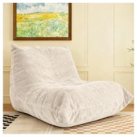 Soft Bean Bag Lazy Sofa with Ergonomic Full-Body Support, Couch with High-Rebound, Stain-Resistant Sponge, 110L x 90W x 67H cm, White(m-1)