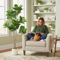 HOMCOM 180cm Artificial Fiddle Leaf Fig Tree - Green(m-2)