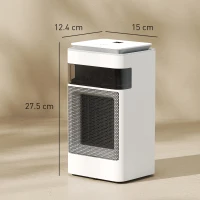 HOMCOM Ceramic Electric Heater, 1500W Fan Space Heater with 3 Modes, 24H Timer, Flame Effect, Oscillation for Bedroom, White(m-3)