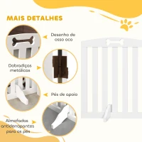 PawHut Barreira de Segurança Dobrável para Cães 155 cm Vedação para Cães Médios de 3 Painéis com Pés Removíveis 155x30x61 cm Branco(m-6)