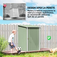 Outsunny Căsuță de Grădină 0,92m² din Oțel Galvanizat, Depozit pentru Unelte cu Ușă Blocabilă, Acoperiș Înclinat, 100x104x160 cm, Verde Deschis(m-6)