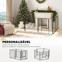 PawHut Parque para Cães 6 Painéis de 80 cm de Altura Cercas para Cães de Aço Dobrável com Porta para Interior e Exterior Preto(m-4)
