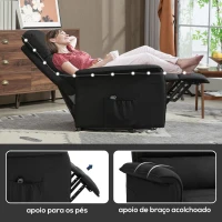 HOMCOM Poltrona Relax Reclinável Elétrica Poltrona Levanta Pessoas com Controlo Remoto e Bolso Lateral 66x90x96 cm Preto(m-8)