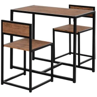 HOMCOM Set masă de bar 3 piese, 2 scaune, 1 masă, 90 cm x 47 cm x 76 cm, maro + negru(m-5)
