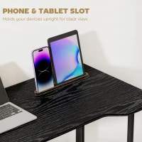 HOMCOM Folding Small Desk on Wheels - Black Wood Effect(m-6)