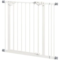 PawHut Grilaj de protecție pentru câini, barieră, grilaj de protecție pentru animale de companie, Metal, plastic, 74-87 cm, Alb(m-6)