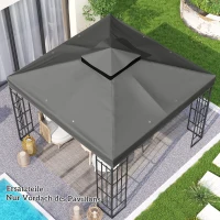 Outsunny Husă de schimb pentru pavilion 3 x 3 m, prelată de schimb pentru pavilion cu orificii de scurgere a apei, UPF30+, protecție solară, gri închis(m-5)
