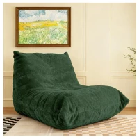 Soft Bean Bag Lazy Sofa with High-Rebound Sponge and Easy-Clean Chenille, Modern Couch with Non-slip Base, 110L x 90W x 67H cm, Green(m-1)