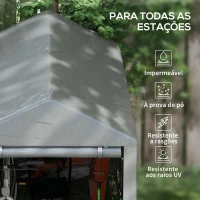 Outsunny Abrigo para Ferramentas Bicicletas e Motos 1,2x1,8x1,65 m Garagem Portátil com 2 Habitações Cinza Claro(m-4)