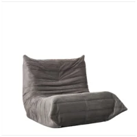 Soft Corduroy Floor Chair with Neck, Lumbar Support and Deep Seat, Skin-Friendly Sofa with Anti-Slip Base, 105L x 95W x 85H cm, Light Gray(m-2)