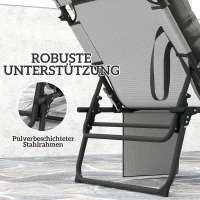 Outsunny Șezlong pliabil cu copertină și saltea, șezlong cu spătar reglabil în 4 poziții, gri deschis(m-4)